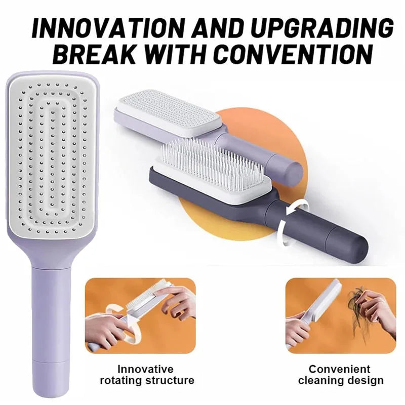 Rotatable Self Cleaning Hair Brush