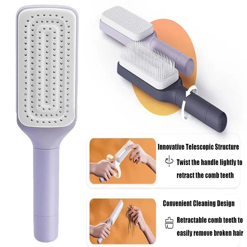 Rotatable Self Cleaning Hair Brush